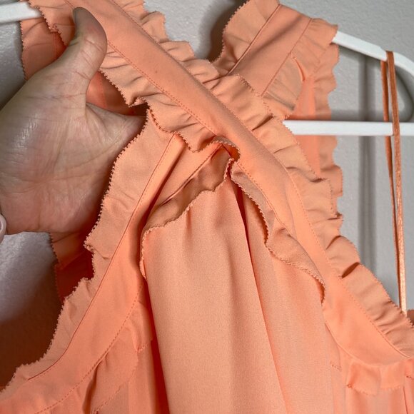 J. Crew Drapey Wrap Front Top Size 12 Coral Sleeveless Sleeveless Dressy Halter - Picture 3 of 9